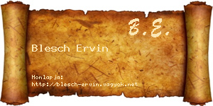 Blesch Ervin névjegykártya